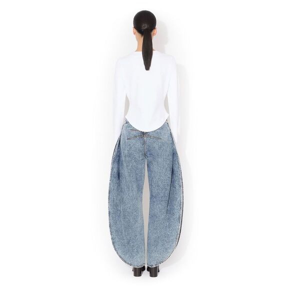 Alaia Women Petal Denim Pants With Side Slit - Picture 4 of 5